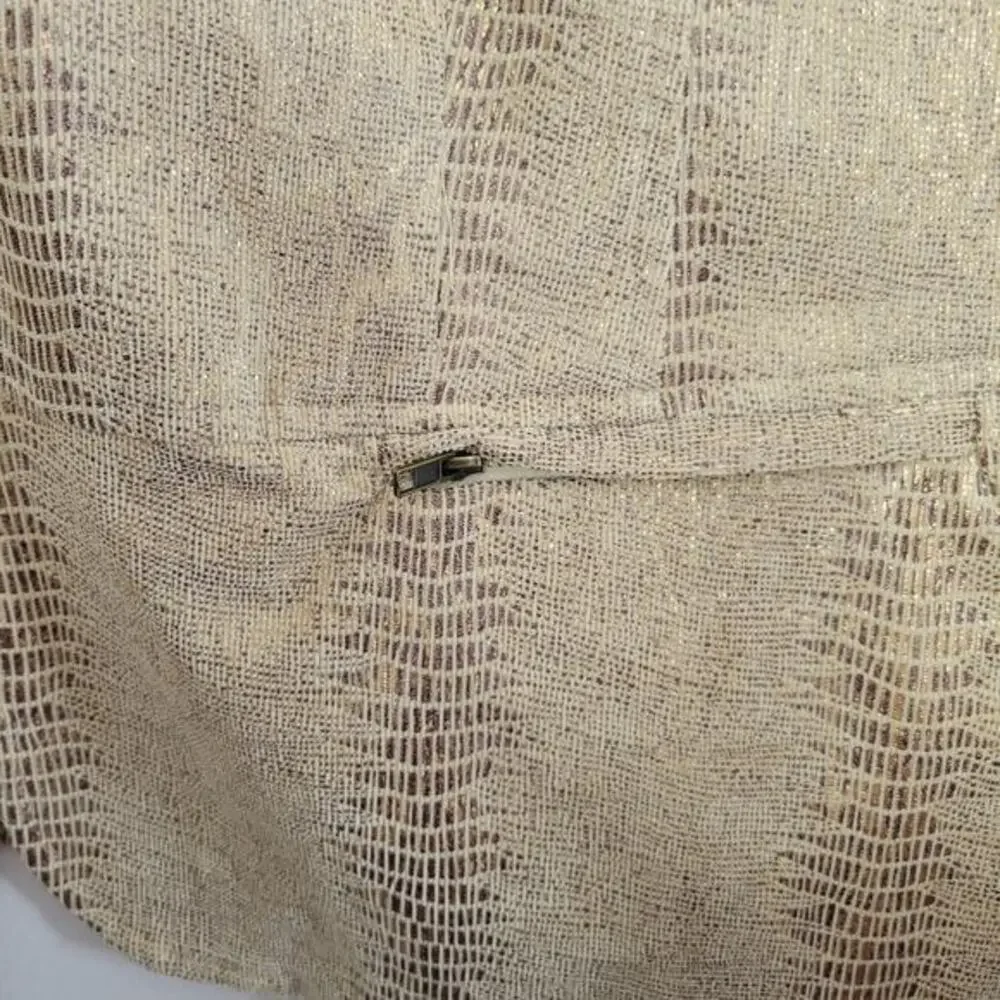 Erin London‎ Womens Jacket XL Animal Print Cream Gold Full Zip